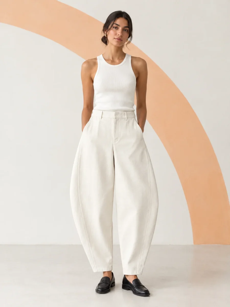 Chalk Arc Trouser, worn, front view