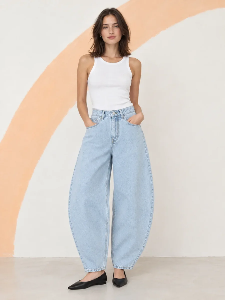 Cropped Arc Jean, worn, front view
