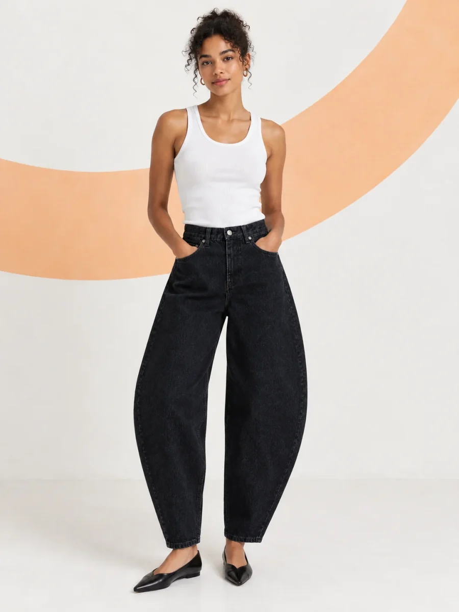 Full Bracket Jean, worn, front view