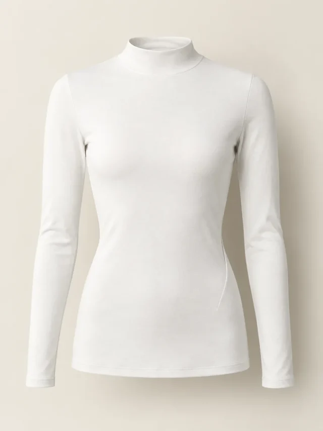 Mock-neck Fitted Top, flat product photo