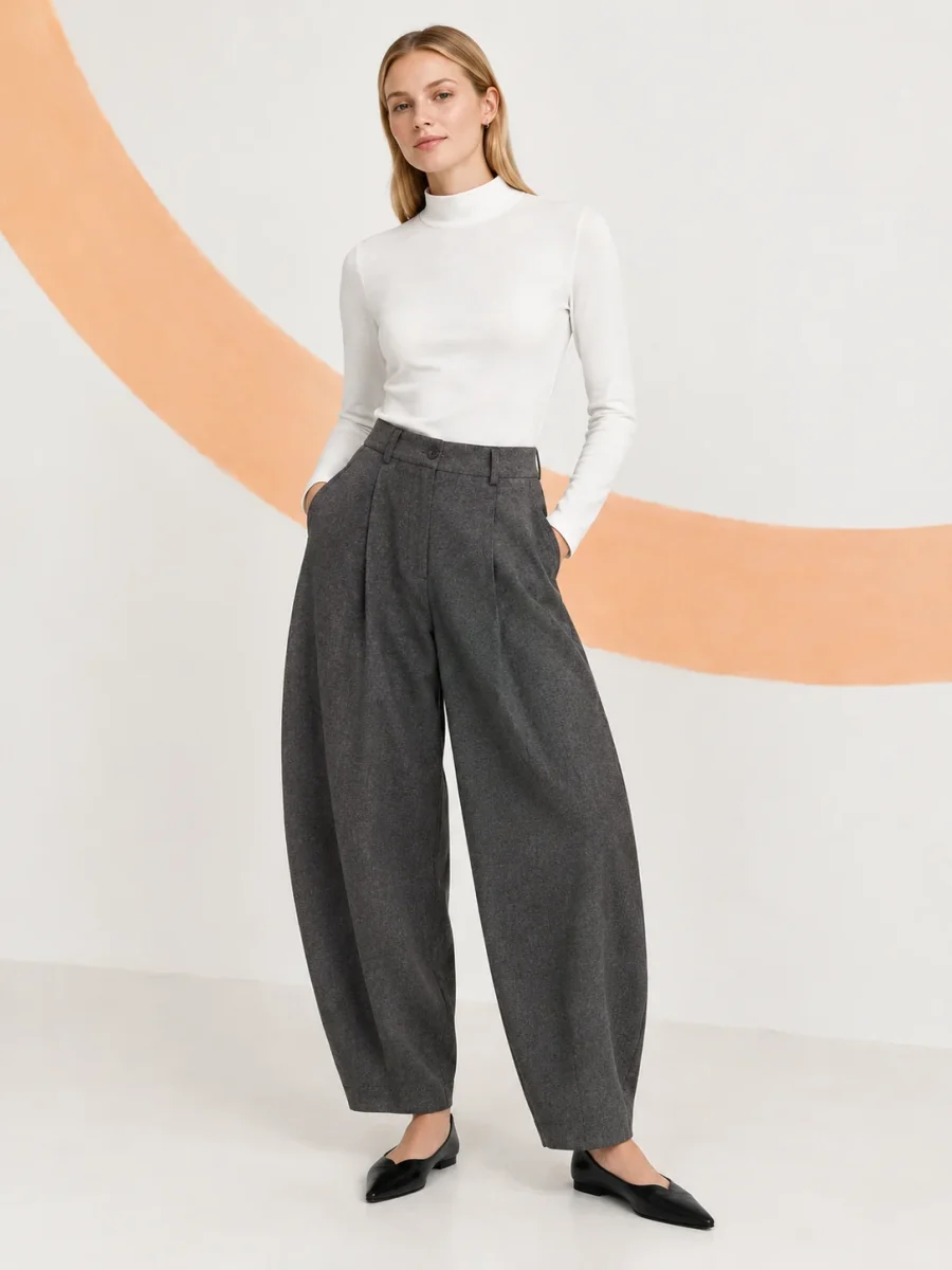 Mock-neck Fitted Top, worn