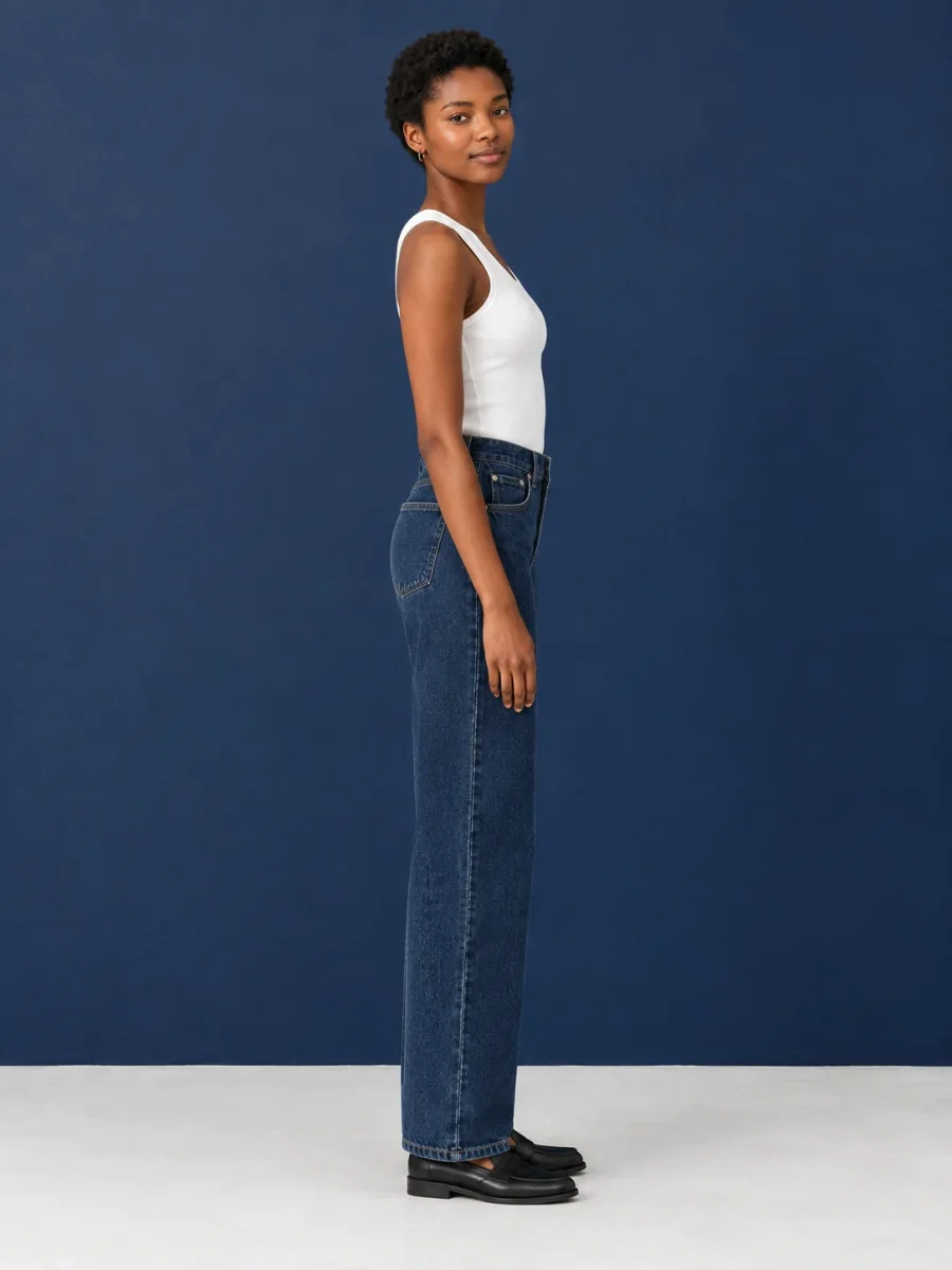 Petite Arc Jean, worn, side profile showing the arc